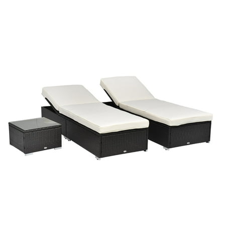 3pcs Rattan Wicker Chaise Set Outdoor Patio Lounger Chair Garden Furniture W Side Table Canada 3pcs Rattan Wicker Chaise Set Outdoor, Outdoor Patio Lounge Chairs Canada