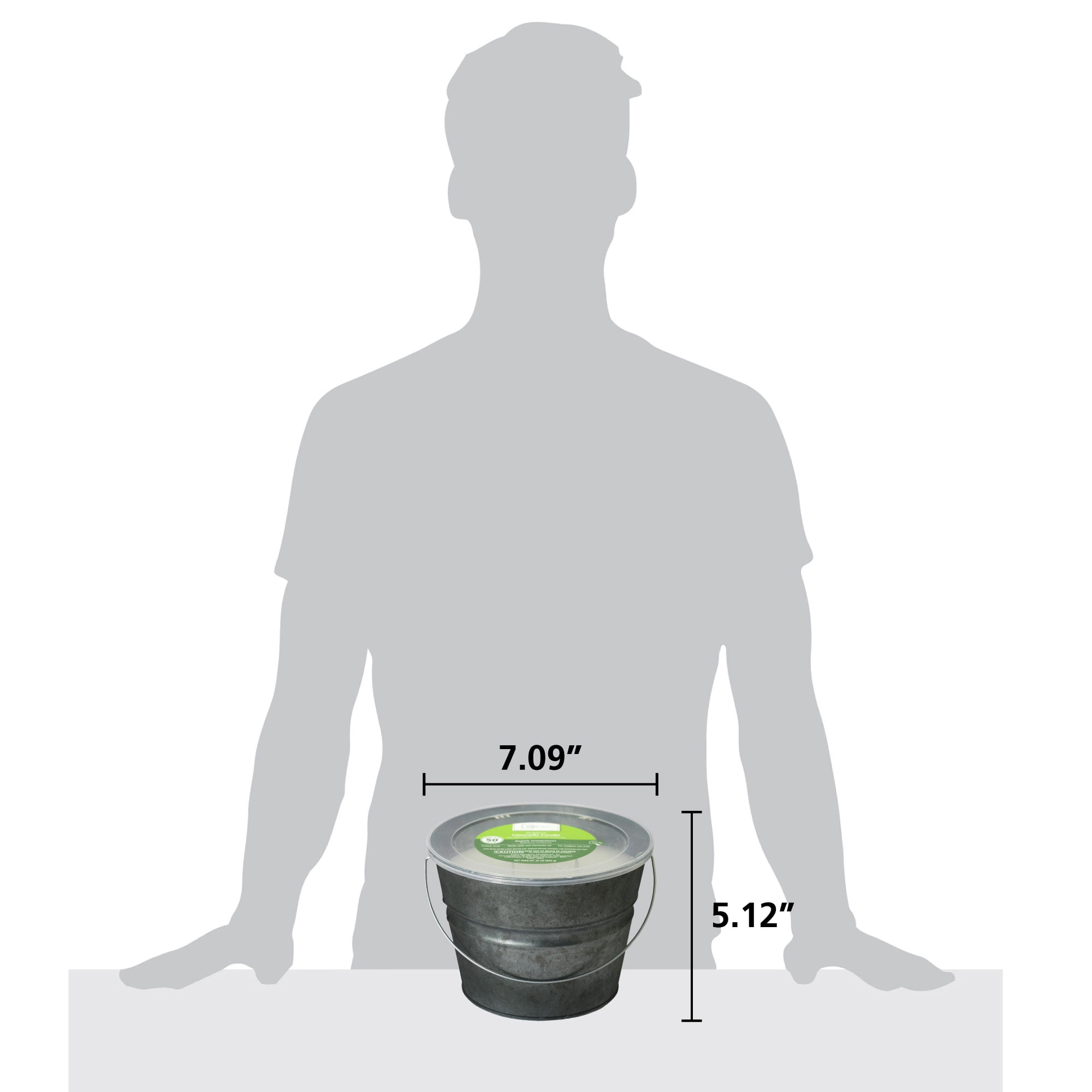 Mainstays Outside Citronella 30oz Metal Bucket 3-Wick Candle, Galvanized Gray (2 Pack)