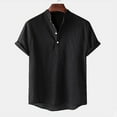 thumbnail image 2 of Lenago Mens Casual Shirts WoCasual Short Sleeve V-Neck Solid Button Shirt Tops, 2 of 6