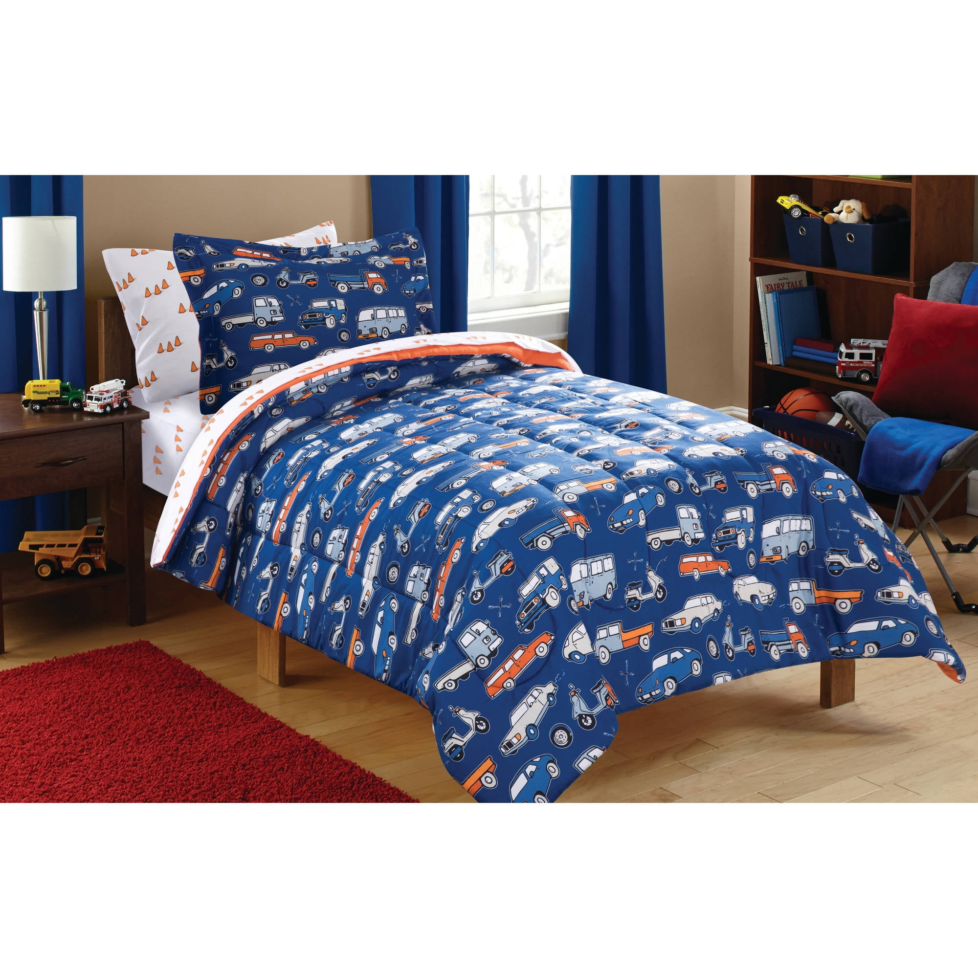 4 Piece Polyester Fabric Duvet Cover Set Zipper Closure Full Size