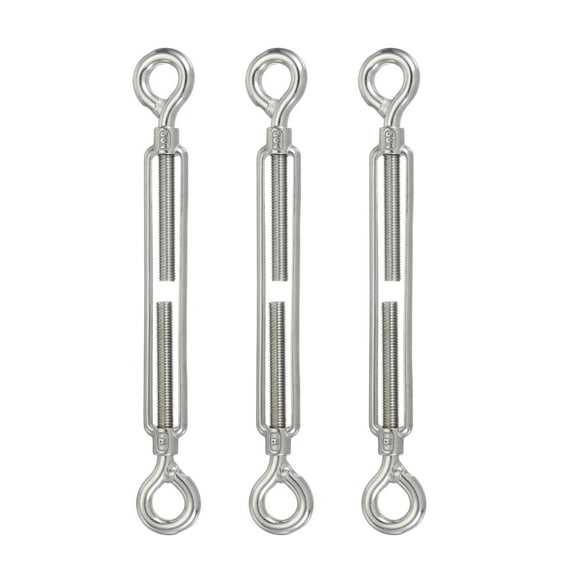 Uxcell Eye & Eye Turnbuckle 304 Stainless Steel Wire Rope Tension Adjustable Cable Railing M12