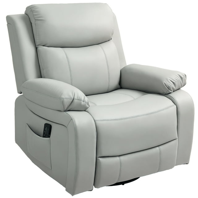 HOMCOM Fauteuil Inclinable, Fauteuil Inclinable avec 8 Massages par Vibration, Gris Pâle