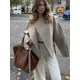 thumbnail image 4 of 2024 elegante solapa cintura alta cinturón abrigo suelto mujeres de manga larga bolsillo sólido abrigos Otoño Invierno nuevas señoras calle prendas de vestir cálidas, 4 of 5