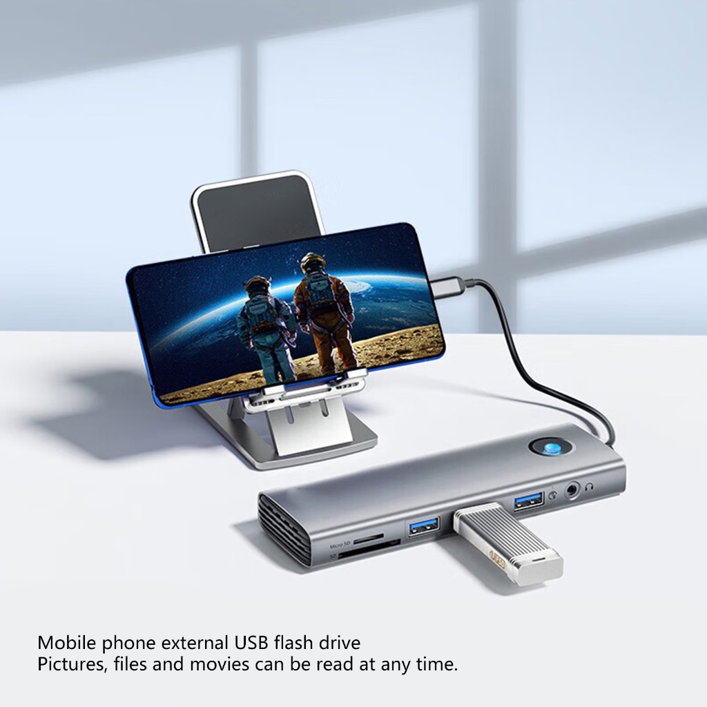 WINDLAND USB C Docking Station 5Gbps 4K30Hz Video USB 3.0 Adapter HUB RJ45 PD100W Fast