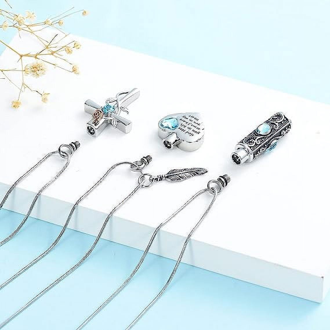 3 Pack Cylinder Cross Heart Cremation Jewelry for Ashes 3 Pieces Urn Necklace for Women Men Loved One Keepsake Memorial Mini Urn Holder