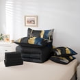 thumbnail image 6 of jejeloiu Abstract Geometric Stripes 7 Pieces Bedding Comforter Set,Black Blue Gold Full Bedding Set For Men Women Reversible, 6 of 8