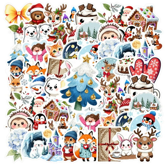 35pcs Festive Animal Stickers Christmas Winter Children Stickers for Luggage Laptop Notebook