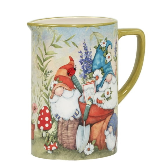 Certified International Garden Gnomes 80 oz. Pitcher, Multicolor