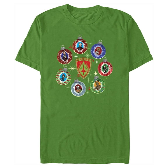 Men's Guardians of the Galaxy Holiday Special Character Ornaments Graphic Tee Kelly Green X Large
