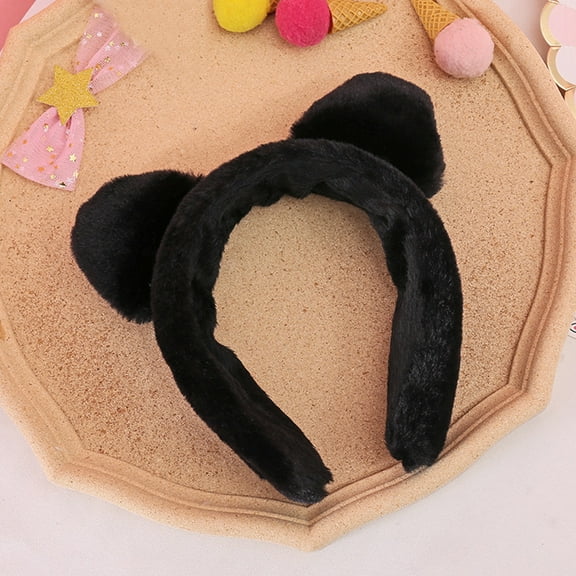 Mobestech 2Pcs Soft Plush Face Wash Headband with Cat Ears for Spa and Skincare Use