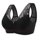 thumbnail image 1 of Sujetador deportivo con cremallera frontal para mujer Sujetador de encaje sin aros Sujetador tipo camiseta de cobertura completa - Negro, 1 of 5