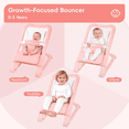 thumbnail image 2 of Portable Baby Bouncer Seat for Infants, Adjustable Baby Chair with 3-Point Safety Harness, Lightweight Foldable Design for 0-18 Months, Supports Up to 60 lbs, Pink, 2 of 7