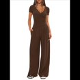 thumbnail image 1 of Conjuntos de 2 Piezas para Mujer para Estar en Casa en Otoño, Camisetas con Cuello Redondo y Pantalones Anchos, Conjuntos Casuales A Juego. Color Café L, 1 of 8