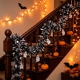 thumbnail image 5 of Halloween Tinsels Garland, Halloween Decorations Indoor Outdoor Fall Home Decor Accents, Black Purple Silvery Foil with Bats for Mantel, Staircase, Door, 5 of 6