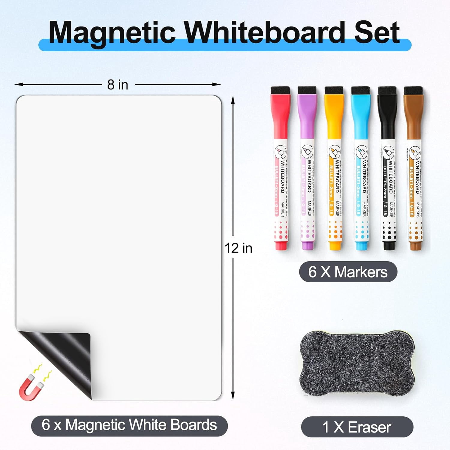 1 Pack Magnetic Dry Erase Board Sheet for Fridge, Erasable Refrigerator WhiteBoard w/ 4 Markers & 1 Eraser- Smooth and Flexible Small Magnet Blank Notepad for Home Kitchen Organizer and Planner