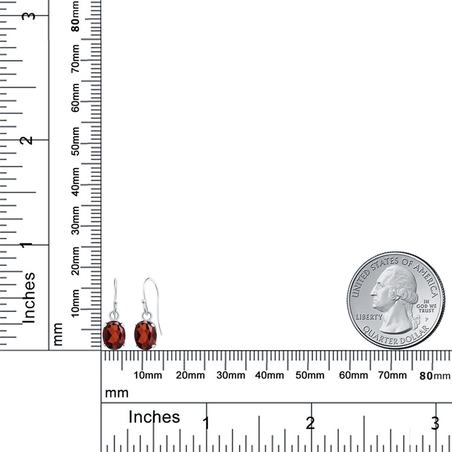 Gem Stone King 925 Sterling Silver Red Garnet French Wire Dangle Hook Earrings for Women (1.80 Cttw, Gemstone January Birthstone, Oval 7X5MM)