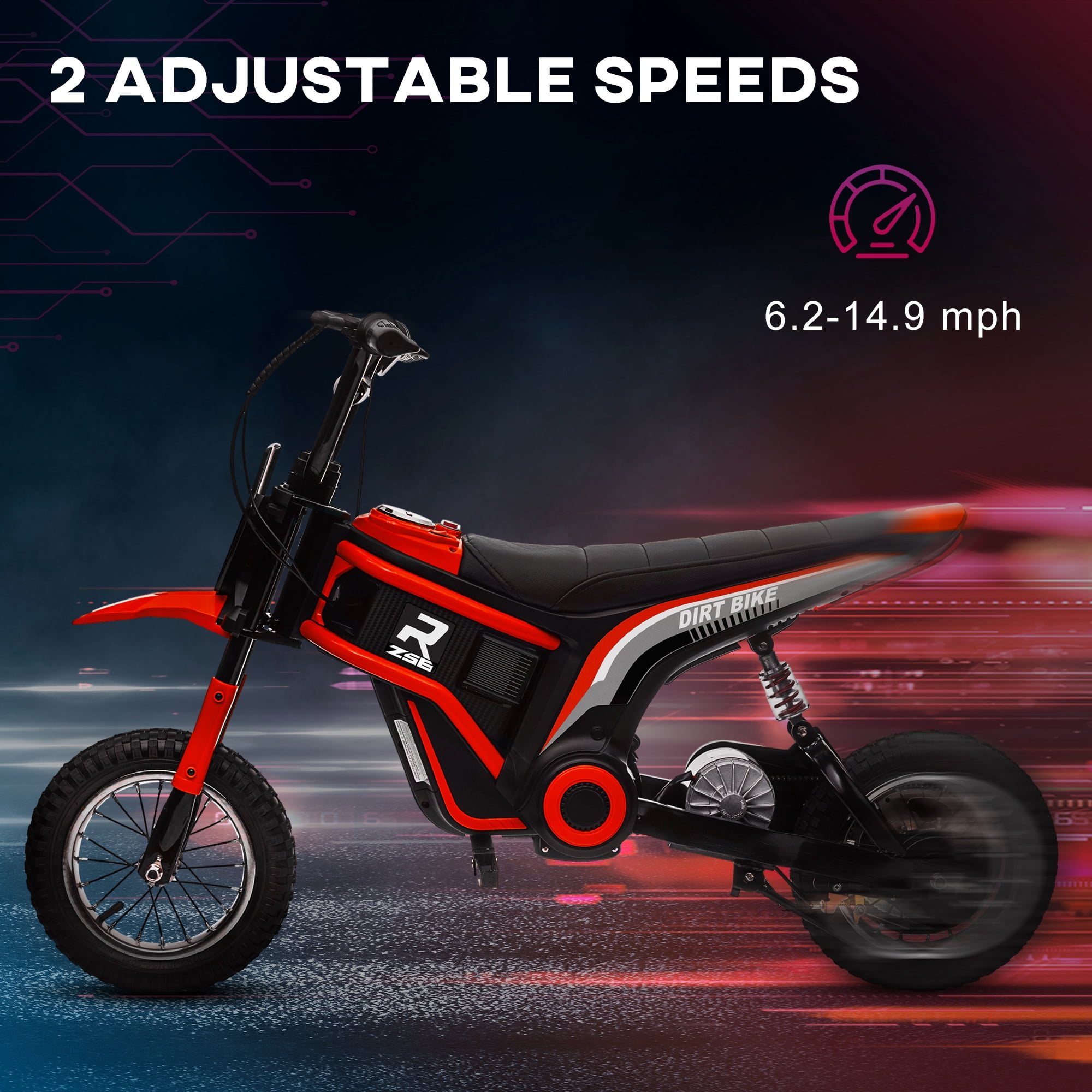 Aosom 24V 350W Electric Dirt Bike, up to 15 MPH w/ Twist Grip, Red