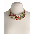 thumbnail image 2 of Betsey Johnson Christmas Candy Statement Necklace, Pearl and Peppermint Bib Design, 15 Inches with 3 Inch Extender, 2 of 2