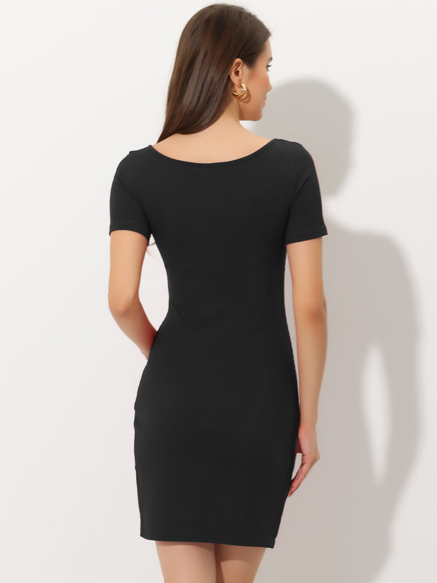 DARING DIVA Bodycon Slim Fit Casual Knitted Mini Dress M Black