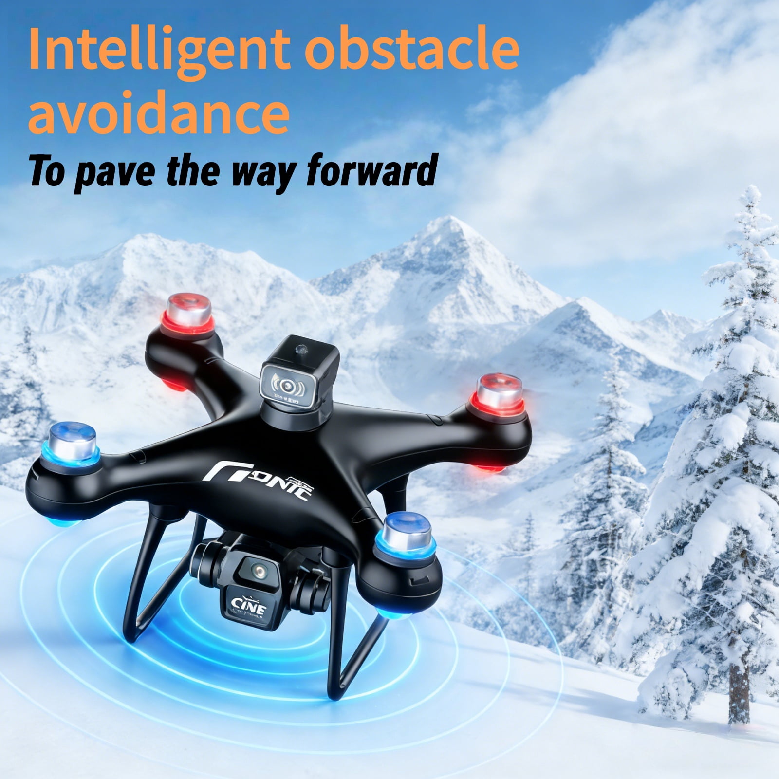 Ourlife Brushless Drone with Dual 4K Cameras, 2.4" Screen Remote, 2 Batteries, Obstacle Avoidance RC Quadcopter, Black