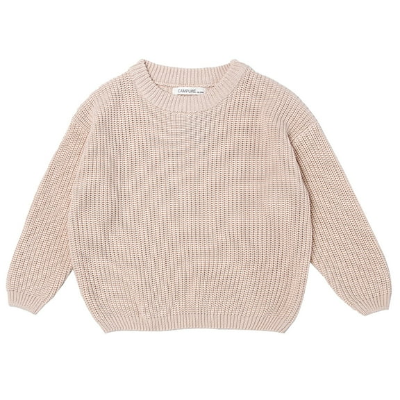 XIMIN Children Outdoor Tops Korean Round Neck Solid Color Loose Matching Children's Sweater Languid Long Sleeve Sleeve Fashion Tops for Children