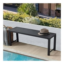 Black Outdoor Bench, Outdoor Metal Backless Bench, 46" Patio Garden Bench for Outdoor, All Wheather Outdoor Bench for Garden, Backyard, Porch, Black