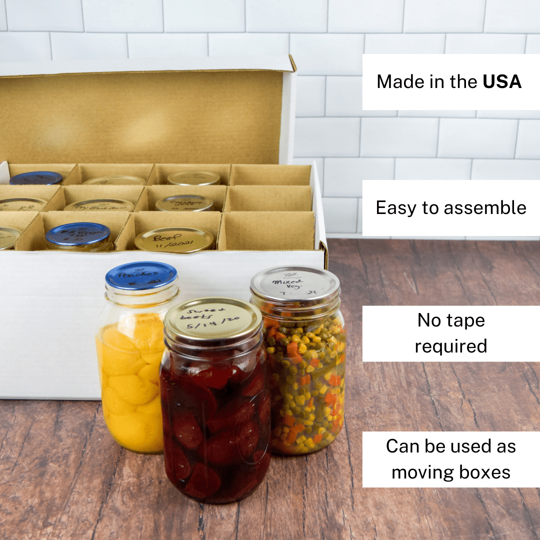 Set of 10 Mason Jar Cardboard Storage Boxes / Quart Jar Containers for Moving and Stacking