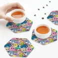 thumbnail image 3 of KLL Drink Coasters Set Hexagon of 4,PU Leather Absorbent Coasters Set Decorative Coffee Cup Coasters Housewarming Gift for Home Decor-Cartoon Marine Animals, 3 of 5