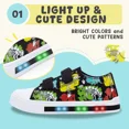 thumbnail image 2 of FUNCOO PLUS Kids Light Up Sneakers Toddler Boys Canvas Shoes, Skeleton Dinosaur, Size 6, 2 of 7