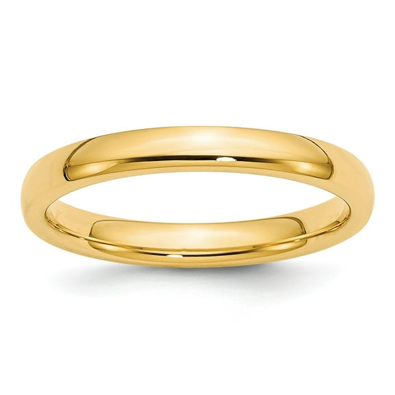 14K Yellow Gold Ring Band Wedding Comfort Domed 3mm Comfort-Fit