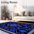 thumbnail image 2 of ODIKA 6'x9' Machine Washable Non-Slip Area Rug, Heritage Damask Interlacing Ornate Inspired Elegant High Traffic Rug with Pad, Black, 563537, 2 of 8