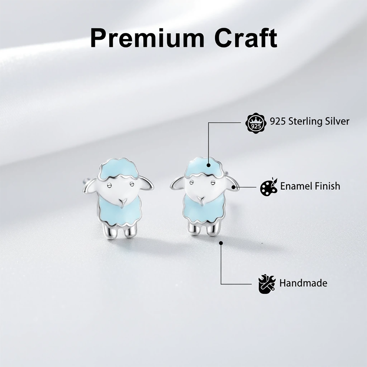 AQYYI 925 Sterling Silver Lamb Stud Earrings, Hypoallergenic for Sensitive Ears, Enamel Animal Earrings, Holiday Gifts for Family
