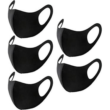 CBC Crown Unisex Adult 5 Pack Black Solid Color Reusable Cloth Face Mask