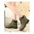 thumbnail image 3 of SIMANLAN Women Retro Biker Ankle Boots Lace Up Leather Chunky Heel Round Toe Anti Slip Shoes, 3 of 8