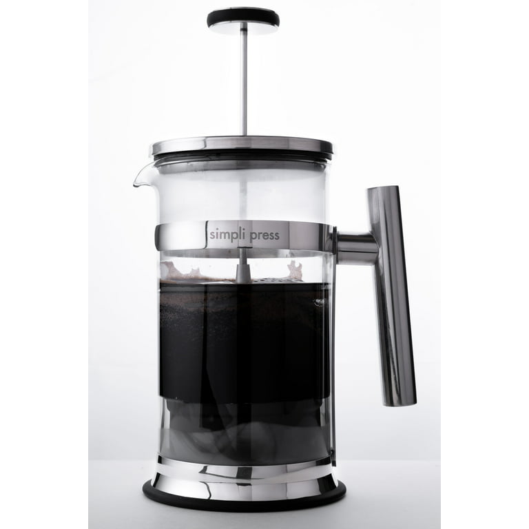 Simpli Press 34-Ounce Stainless Steel and Glass French Press Coffee Maker,  Black 