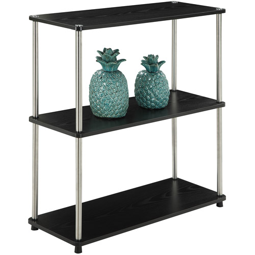 Designs 2 Go 3 Shelf Bookcase, Black and Silver