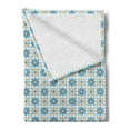 thumbnail image 2 of Moroccan Soft Flannel Fleece Throw Blanket, Style Traditional Star Shape Motifs Repetition, Cozy Plush for Indoor and Outdoor Use, 50" x 70", Deep Sky Blue Ecru, by Ambesonne, 2 of 5
