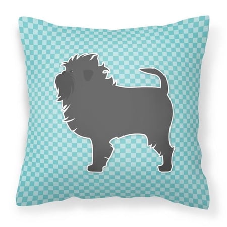 Affenpinscher Checkerboard Blue Fabric Decorative Pillow BB3748PW1414