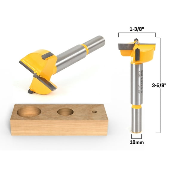 Yonico 1-3/8" Diameter Carbide Forstner Drill Bit - 10mm Shank - 43040C