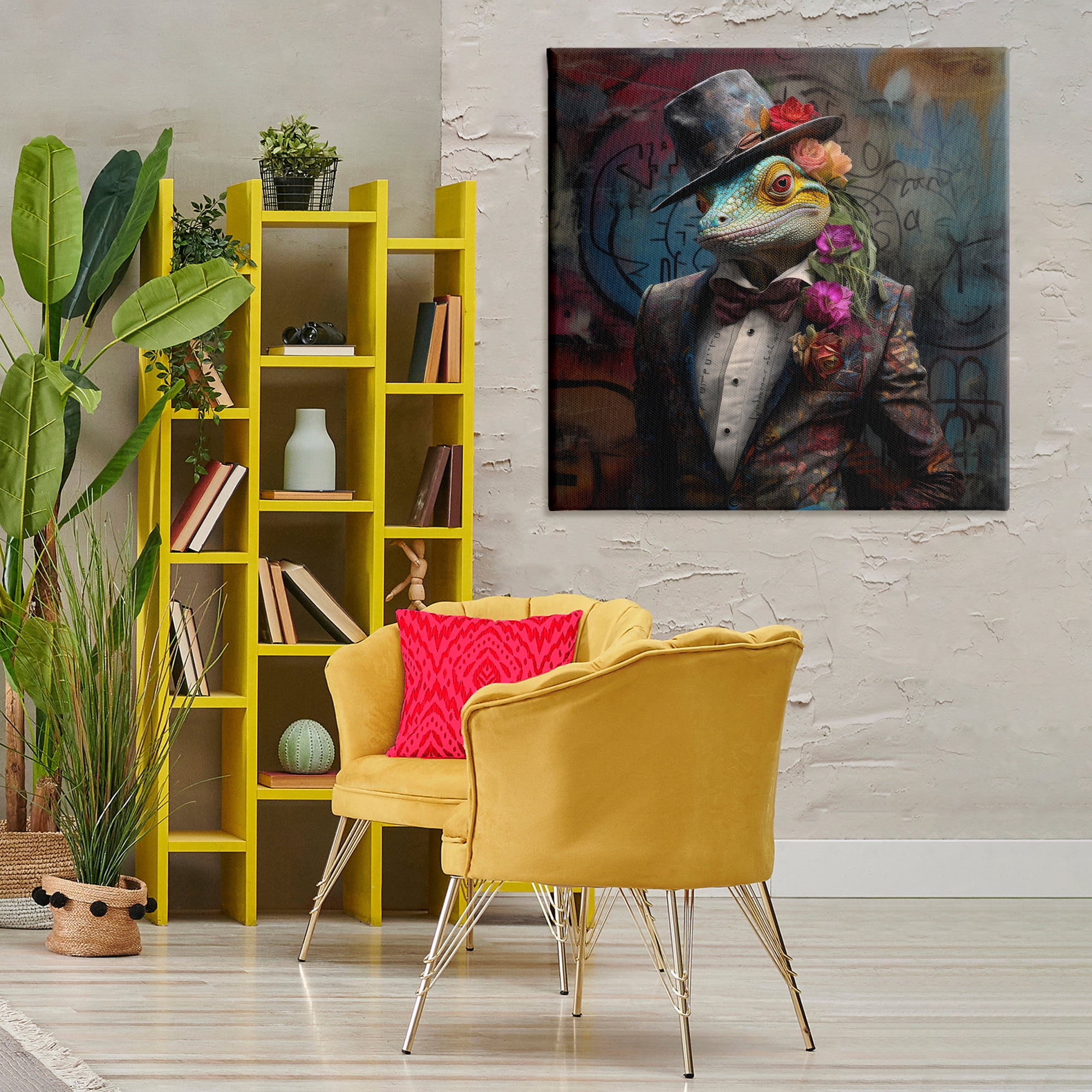 Stupell Industries Urban Graffiti Lizard Animals & Insects Painting Gallery Wrapped Canvas Art Print Wall Art, 36 x 36