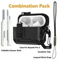 thumbnail image 2 of Nakedcelllphone MagnaFlip Bundle for Apple Airpods Pro 3 Case, Rugged Cover with Secure Latch, Magnetic Flip, Kickstand (Includes Lanyard Strap, Carabiner Clip and Cleaning Kit) - Matte Black, 2 of 10