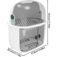 thumbnail image 3 of 2 Tiers Dish Drying Rack Drain Board with Lid Cover, Kitchen Plate Cup Tray Cutlery Drainer, Transparent Magnetic Suction Doors Bowl Drying Rack Chopsticks Holder Dishes Organizer Tableware Cabinet, 3 of 8