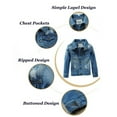 thumbnail image 5 of KAUOD Boys Ripped Jeans Jackets Button Open Front Collar Fashion Denim Coats Kids Summer Casual Pockets Jackets Tops Clothes, 5 of 9