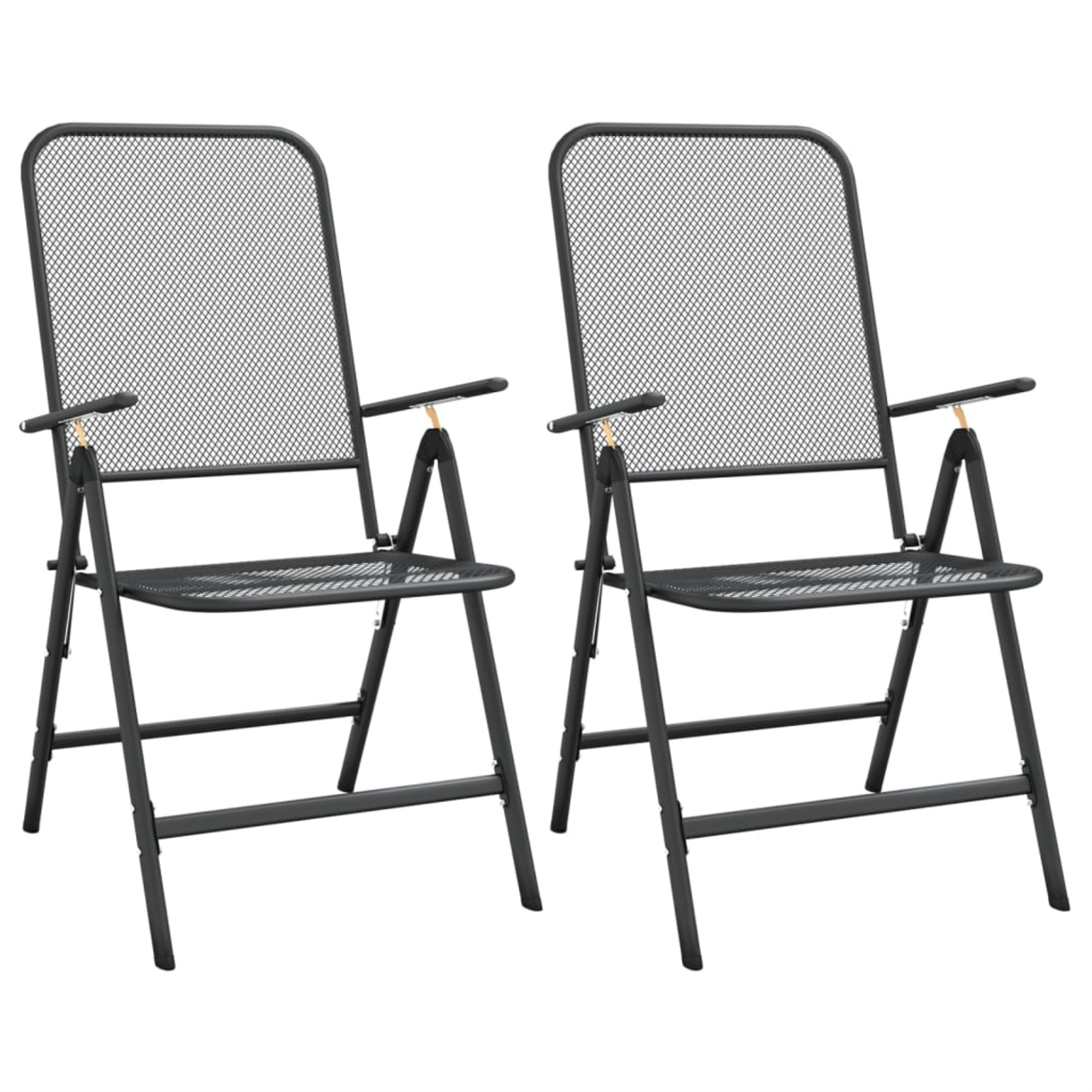 Casafoyer Folding Patio Chairs 2 pcs Expanded Metal Mesh Anthracite