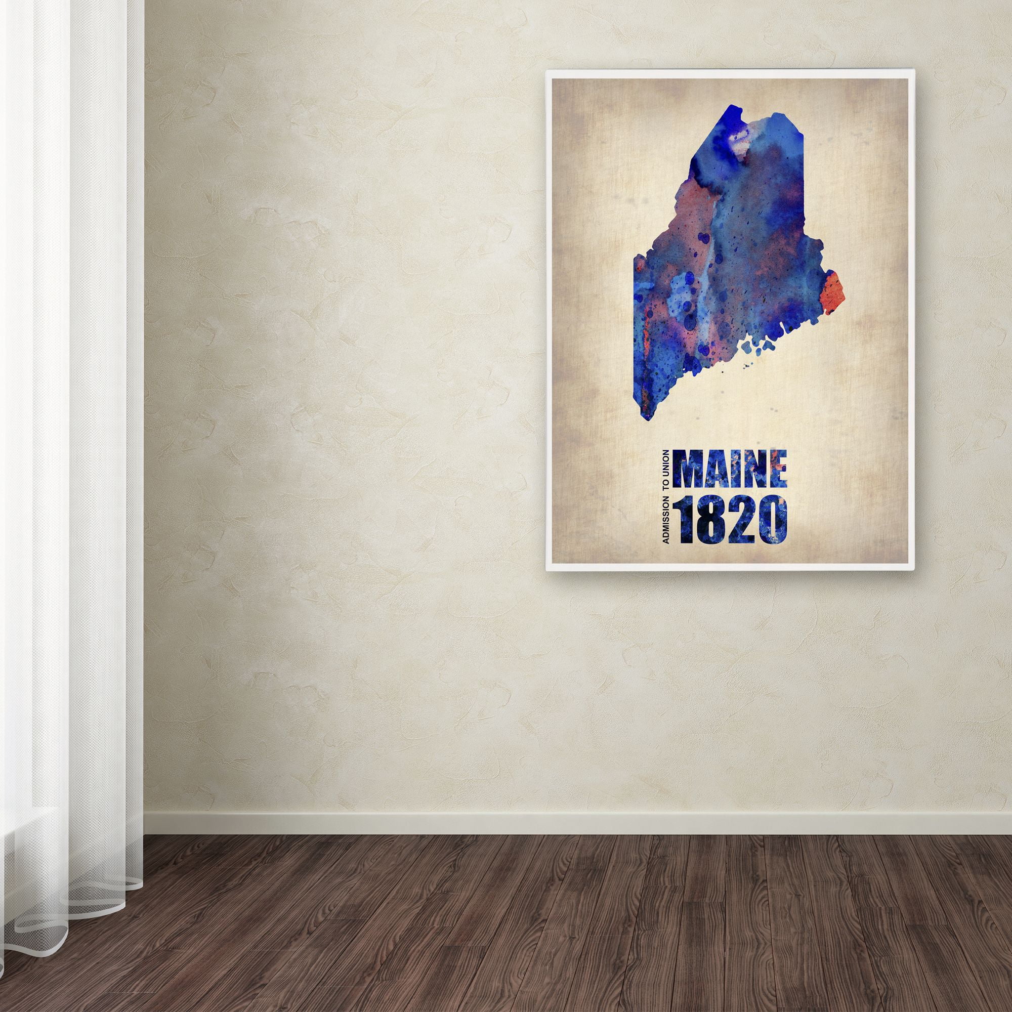 Trademark Fine Art "Maine Watercolor Map" Canvas Art by Naxart