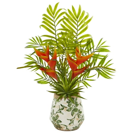 Nearly Natural 18” Heliconia and Agave Artificial Plant in Decorative Planter