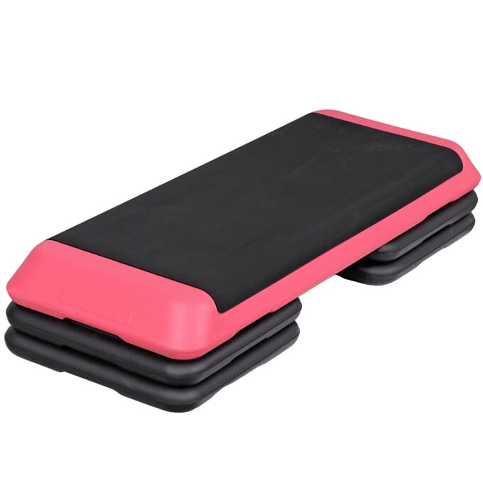 ZENSTYLE 43'' Aerobic Exercise Stepper Platform Adjustable Fitness Stepper with 4 Risers Pink