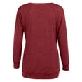 thumbnail image 3 of IROINNID Women's Fall Tops Long Sleeve Oversized Base Shirts Solid Workout Sweatshirts Casual Basic V-Neck Loose Fit Pullover with Pocket,Burgundy, 3 of 5
