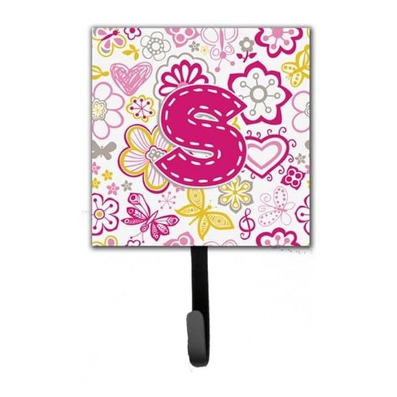 Carolines Treasures CJ2005-SSH4 Letter S Flowers And Butterflies Pink Leash & Key Holder