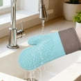thumbnail image 4 of Unique Bargains 2pcs Soft Silicone and Cotton Heat-Resistant Oven Mitts Blue 11.2" x 7.7", 4 of 7